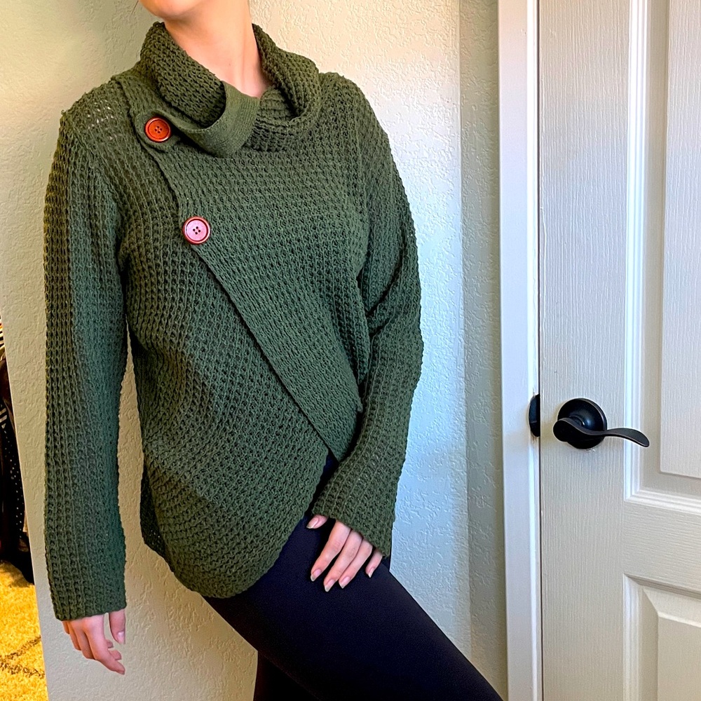 Cowl Neck Wrap-Style Button Sweater *Bundle & Save